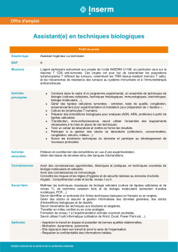Assistant(e) en techniques biologiques