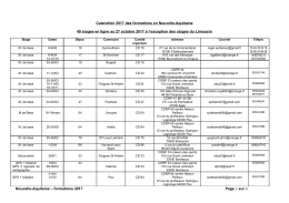 Calendrier 2017 des formations en Nouvelle