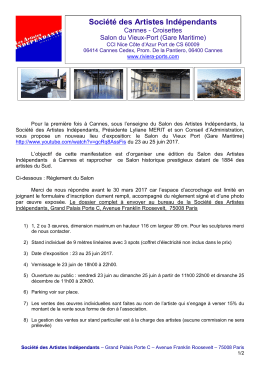 R&egrave;glement du Salon &agrave; Cannes 2017