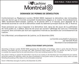 Demande de permis de démolition, 752, 3e Avenue