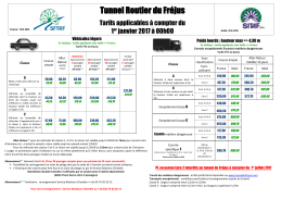Grille tarifaire au 1er janvier 2017