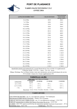 Tarif manutention 2016