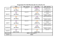 Programme PréClub Morzine (du 26 au 02/01/17)