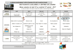 Menus des Restaurants Scolaires et des Centres de Loisirs