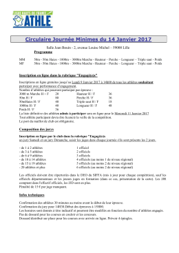 Circulaire Journée Minimes du 14 Janvier 2017