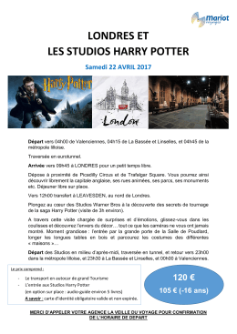 londres et les studios harry potter