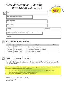 Fiche d`inscription - Anglais