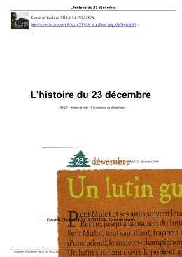 L`histoire du 23 d&eacute;cembre