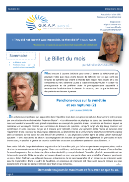 Le Billet du mois