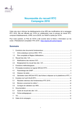 Nouveaut&eacute;s de la campagne RTC 2016