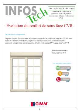 Evolution du renfort de sous face CVR