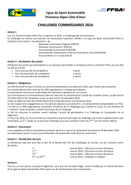 a Challenge commissaires 2016 - Comité Régional du Sport