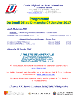 calendrier des rencontres - Comit&eacute; R&eacute;gional du Sport Universitaire