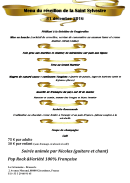 Menu du r&eacute;veillon de la Saint Sylvestre