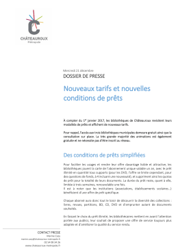 Nouveaux tarifs et nouvelles conditions de pr&ecirc;ts