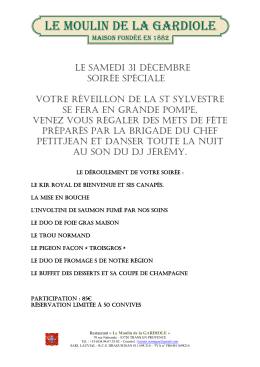 Le samedi 31 d&eacute;cembre : soir&eacute;e sp&eacute;ciale