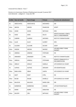 Liste &eacute;lectorale des personnels de cat&eacute;gorie A &ndash; 1A
