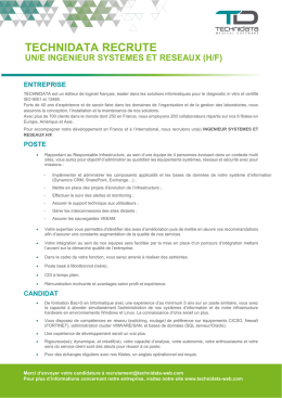 Ing&eacute;nieur Syst&egrave;mes et R&eacute;seaux