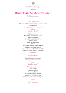 Menu Brunch 1er janvier 2017