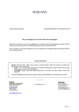 Revue stratégique de la division Sécurité d`Arjowiggins