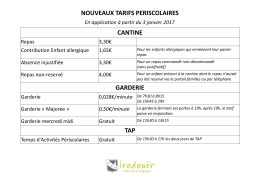 nouveaux tarifs periscolaires cantine garderie tap