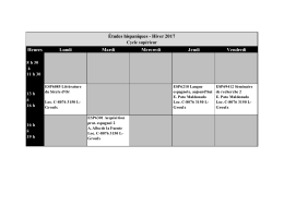 Heures Lundi Mardi Mercredi Jeudi Vendredi Études hispaniques