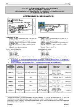 liste des systemes d`extinction fixes approuves selon la norme fia