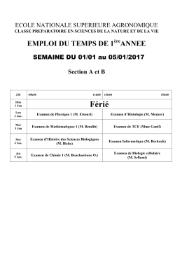 Planning des examens de 1 &eacute;re ann&eacute;e