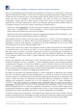 Valeur d`une entreprise : les profits de demain