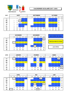 CALENDRIER SCOLAIRE 2017 / 2018