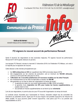 FO signera le nouvel accord de performance Renault