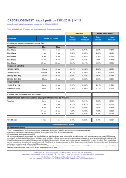 CREDIT-LOGEMENT : taux &agrave; partir du 23/12/2016 | N&deg; 52