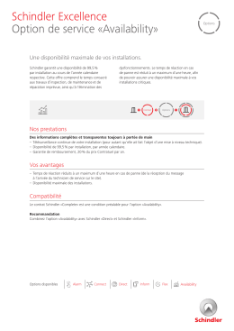 Schindler Excellence Option de service «Availability»