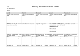 Planning Hebdomadaire des T&acirc;ches