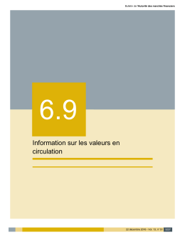 Information sur les valeurs en circulation