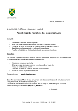 Poste d`apprenti/e agent/e d`exploitation dans le - Jorat