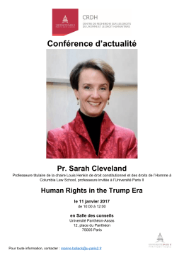 Conférence d`actualité Pr. Sarah Cleveland
