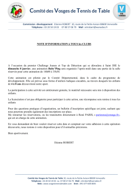 Animation Baby-Pinge - Comit&eacute; des Vosges de Tennis de Table