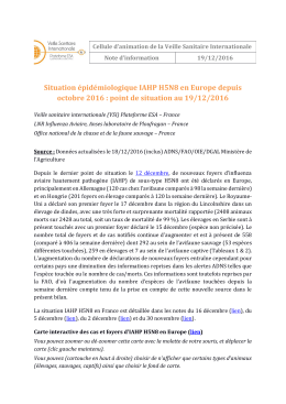 Situation épidémiologique IAHP H5N8 en Europe