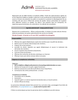 Agent administratif à l`Ordre des Adm.A.