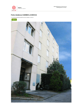 Fiche r&eacute;sidence CANNES LA BOCCA