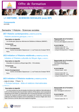 L1 HISTOIRE - SCIENCES SOCIALES (avec IEP)