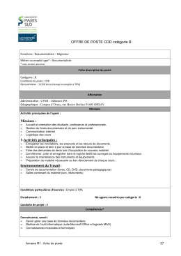 Publication BIEP CDD cat B RP Fiche de poste Documentaliste CFMI