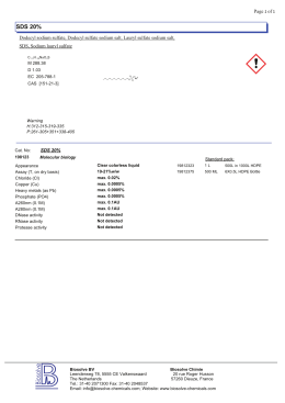 Product information / specification sheet