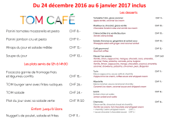 Du 24 décembre 2016 au 6 janvier 2017 inclus