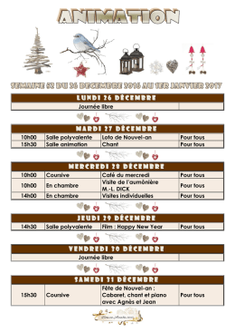 Animations de la semaine 52
