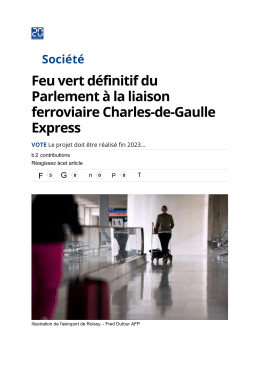 Feu vert d&eacute;finitif du Parlement &agrave; la liaison ferroviaire Charles