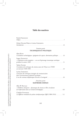 Table des mati&egrave;res (Fichier pdf, 582 Ko)
