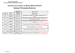 Calendrier examen Master MIS M1 16