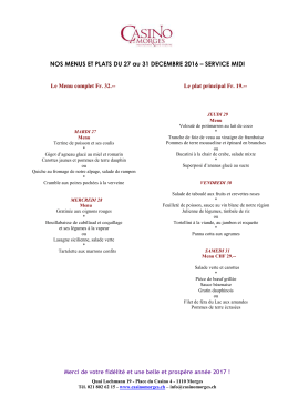 Menu de la semaine
